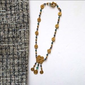 Gold and Blue Stone Necklace